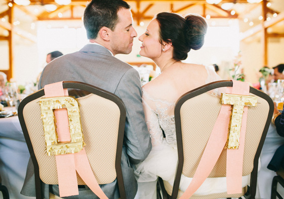 gold initials reception decor | photo Ciara Richardson | 100 Layer Cake