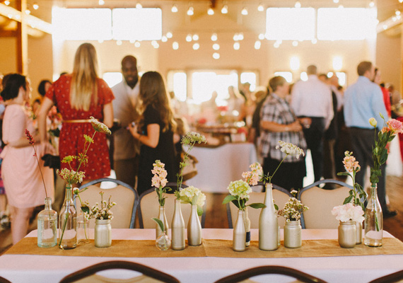 gold mason jar centerpiece | photo Ciara Richardson | 100 Layer Cake