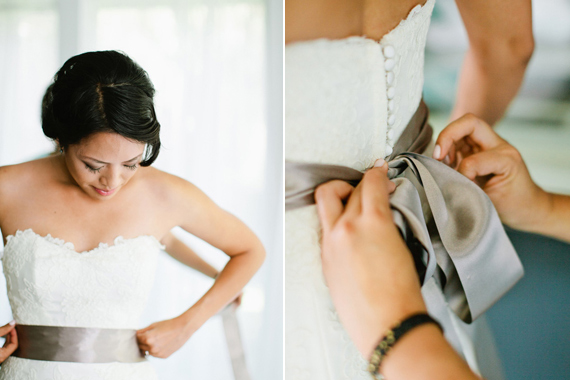 ivory Alencon lace over silk organza wedding dress | Photos by Birds of a Feather | 100 Layer Cake
