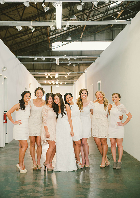 Cream and ivory bridesmaid dresses | Photos by Emily Blake | 100 Layer Cake
