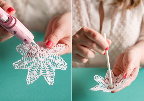 diy doily cocktail stir | 100 Layer Cake