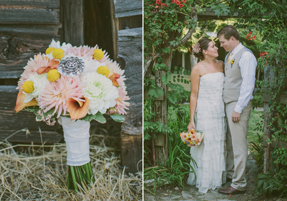 Ann Taylor tiered ruffle wedding dress | photo by Kris Holland | 100 Layer Cake
