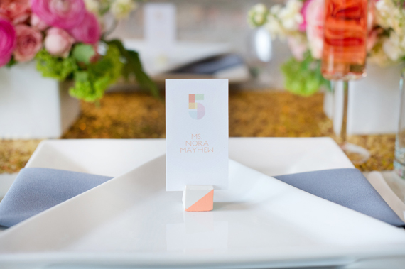 Modern geometric wedding decor ideas | photo by Amanda Megan Miller | 100 Layer Cake