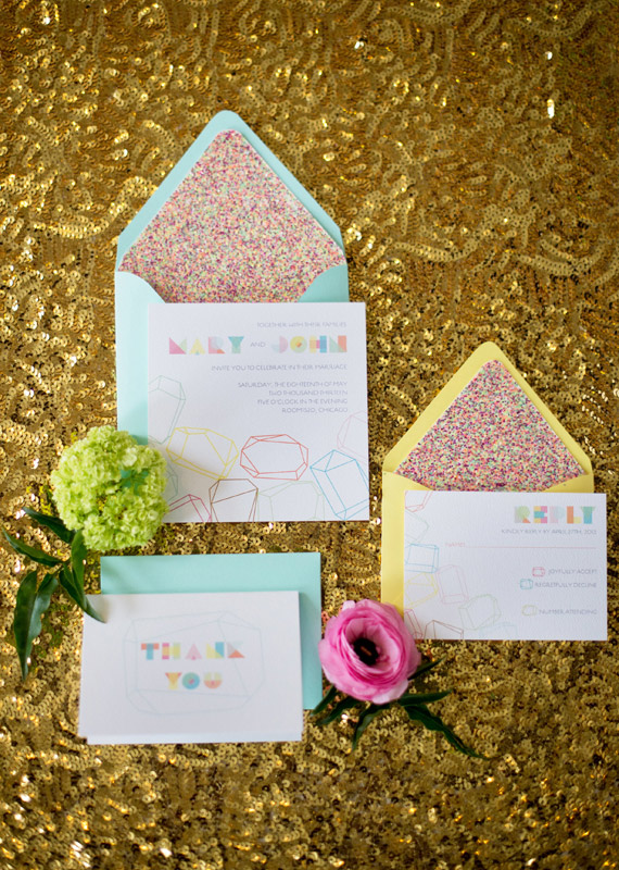 Modern geometric wedding decor ideas | photo by Amanda Megan Miller | 100 Layer Cake
