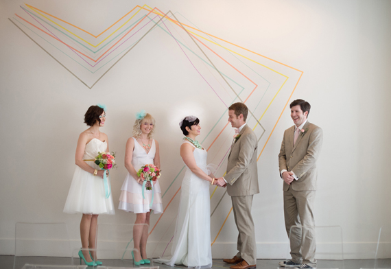 Modern geometric wedding decor ideas | photo by Amanda Megan Miller | 100 Layer Cake