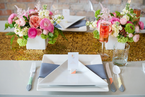 Modern geometric wedding decor ideas | photo by Amanda Megan Miller | 100 Layer Cake
