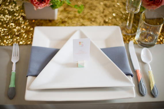 Modern geometric wedding decor ideas | photo by Amanda Megan Miller | 100 Layer Cake