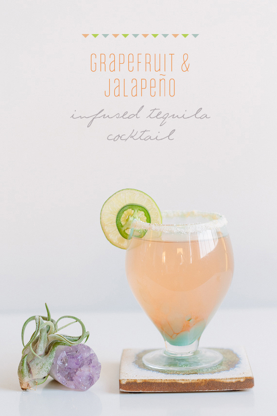 Grapefruit + Jalapeño infused tequila cocktail Party + Entertaining