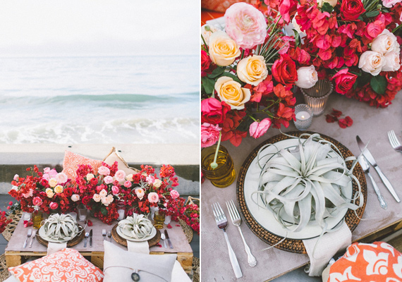 Coastal red and pink wedding ideas | Photo by Anna Delores Photography | Florals by Stella Bloom | Event design by  Love Inc Weddings | Read more -  http://www.100layercake.com/blog/?p=71280