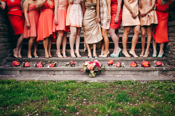 Coral bridesmaid dresses | Photo by Christine Lim Photography | Read more - http://www.100layercake.com/blog/?p=73953