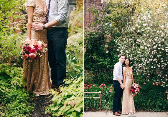 Gold wedding dress designed by the bride | Photo by Christine Lim Photography | Read more - http://www.100layercake.com/blog/?p=73953