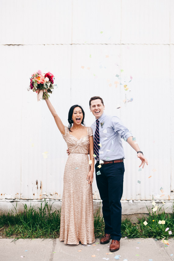 Gold wedding dress designed by the bride | Photo by Christine Lim Photography | Read more - http://www.100layercake.com/blog/?p=73953