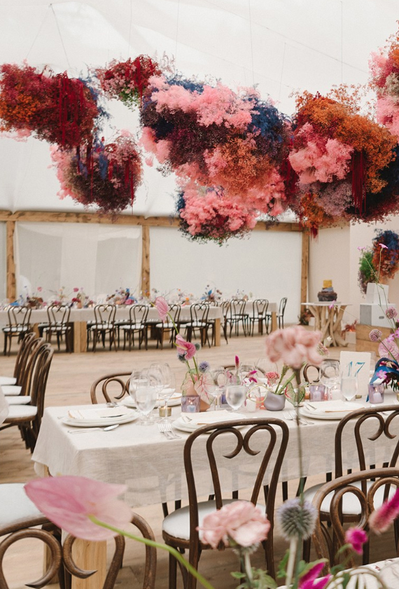 colored floral ceremony decor