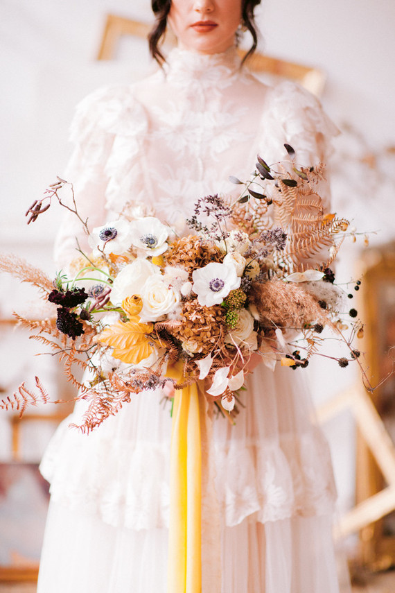 Dried flower bridal bouquet