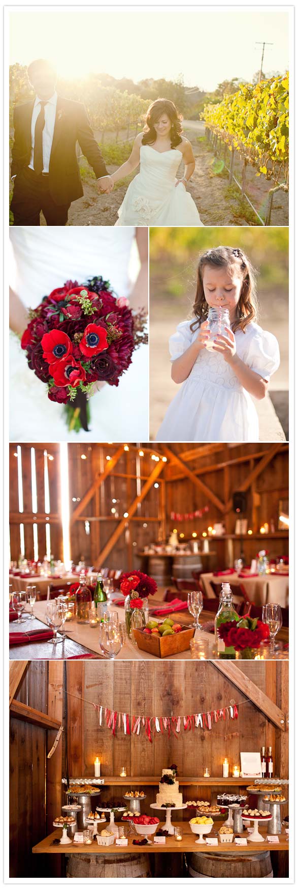 red and white rustic country wedding
