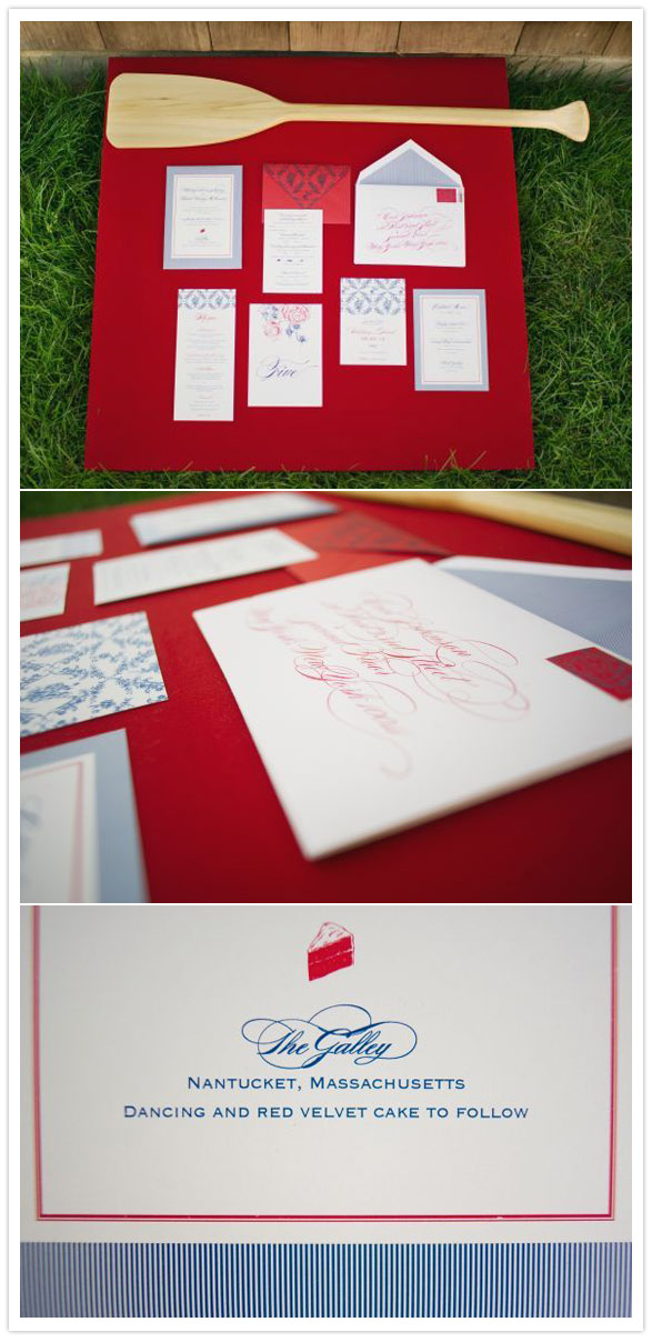 red white and blue wedding invitations 