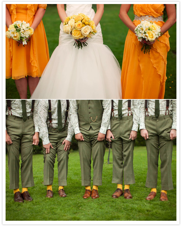yellow wedding party attire