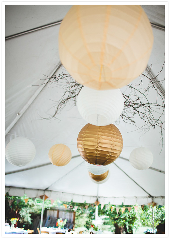 gold and white paper lanterns