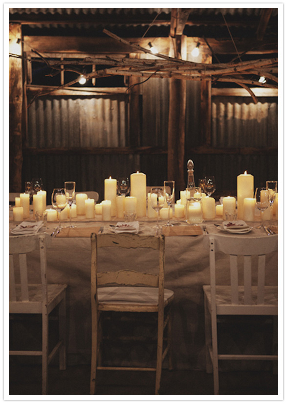 rustic candlelit dinner