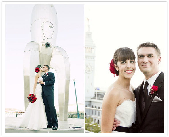 modern san francisco wedding with red florals