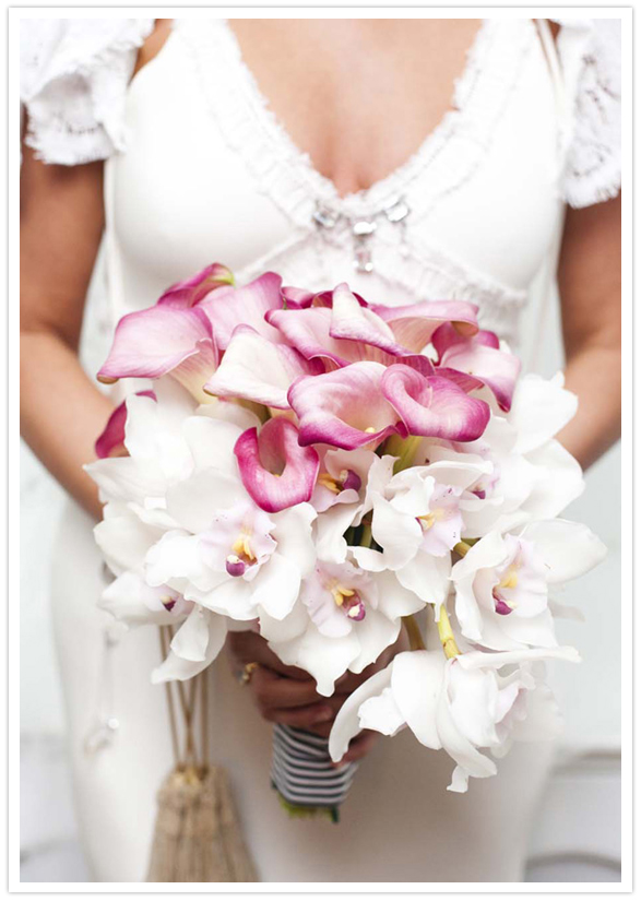 pink and white ombre orchid bouquet