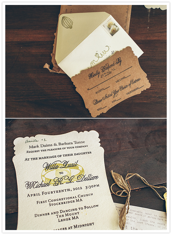 hand-stamped, vintage wedding invites