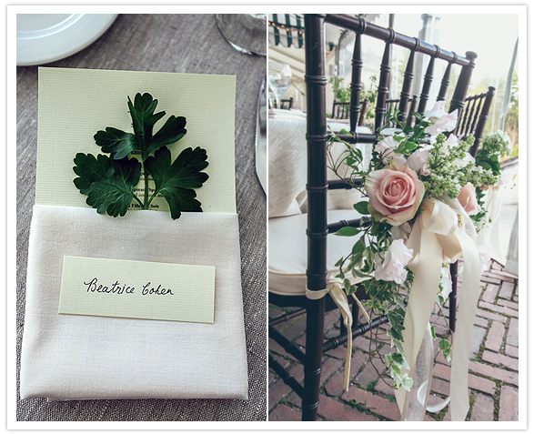 delicate leaf and floral wedding details