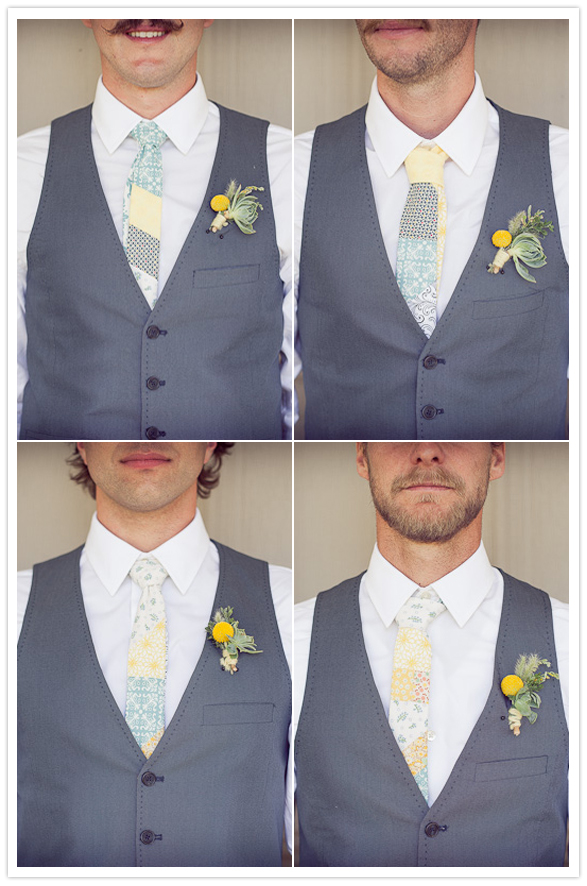 homemade ties and simple boutonniere 