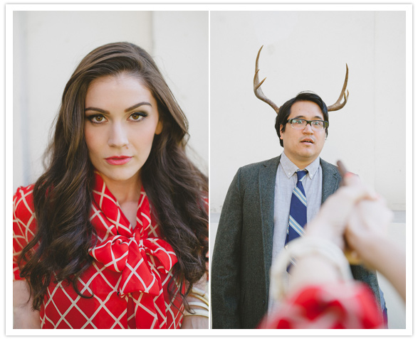 wes anderson-inspired engagement session