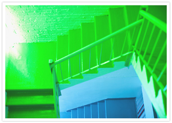 neon painted staircase