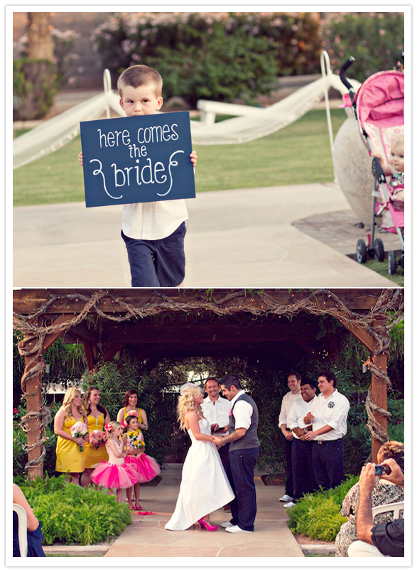 "here comes the bride" chalk board sign