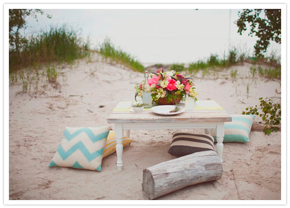 beach-side dining table