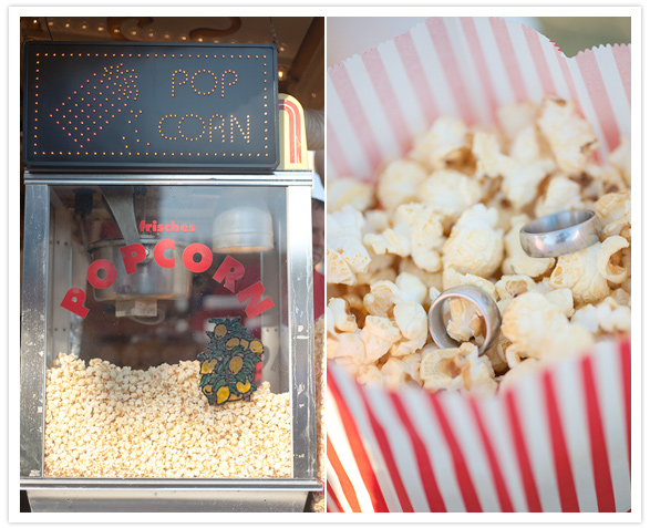 retro bag of popcorn and wedding rings