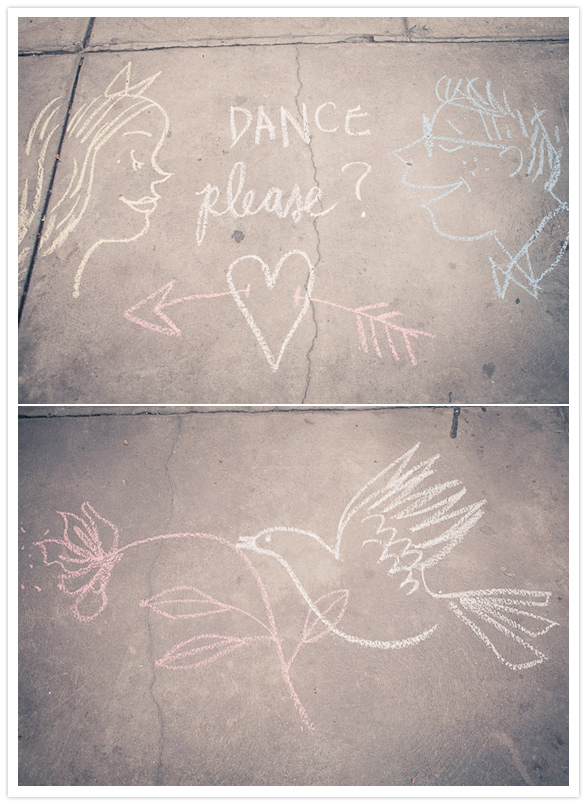 dancing chalk drawings