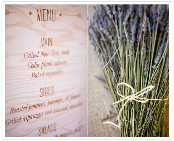 wooden menu sign and lavender 