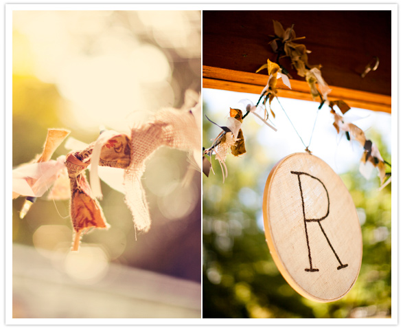 knotted fabric garland and "R" wooden lettering