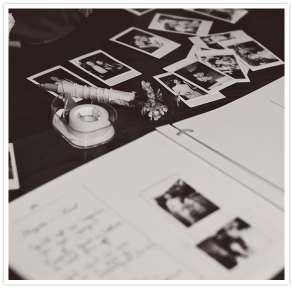 polaroids and guest book