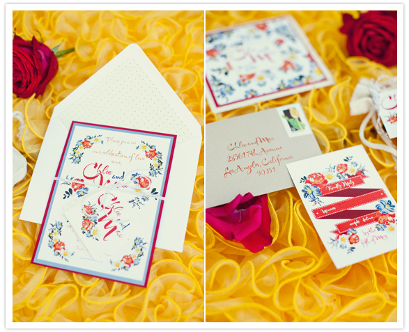 floral motif wedding invitations