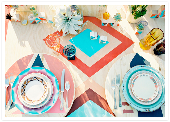 geometric tablescape and dishes