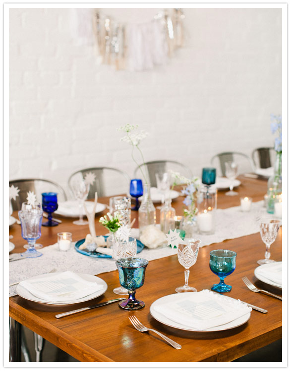 blue wedding reception table
