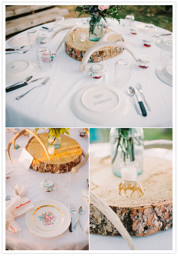 antlers, animal figurines and wood centerpieces