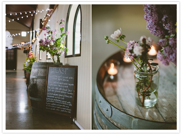 wine barrel accents and bud vases