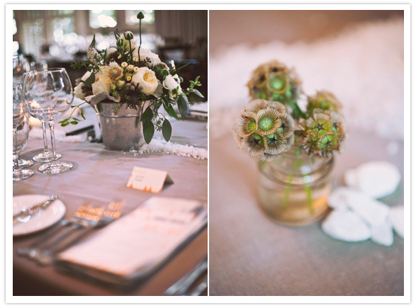 tin flower pots and simple bud vases
