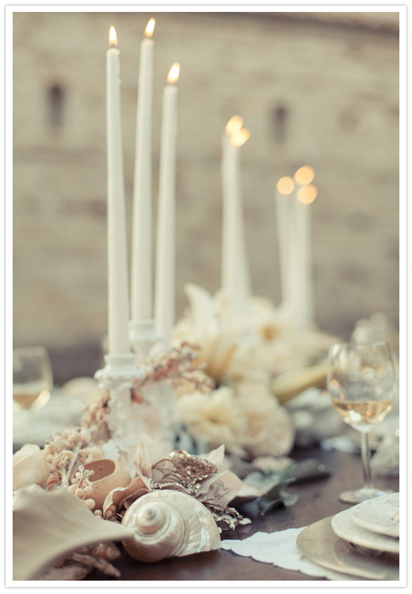 glamorous shell tablescape