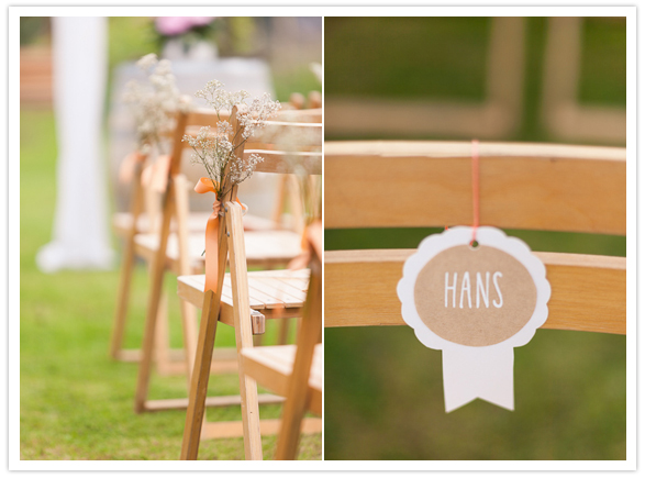 chair flower and paper tag accents