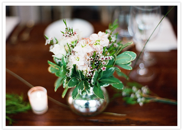 greens and white floral centerpieces