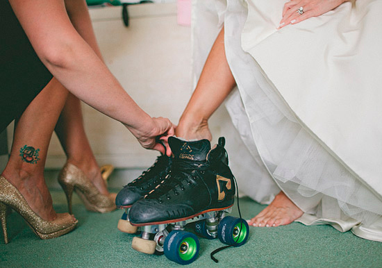 roller skate wedding portraits