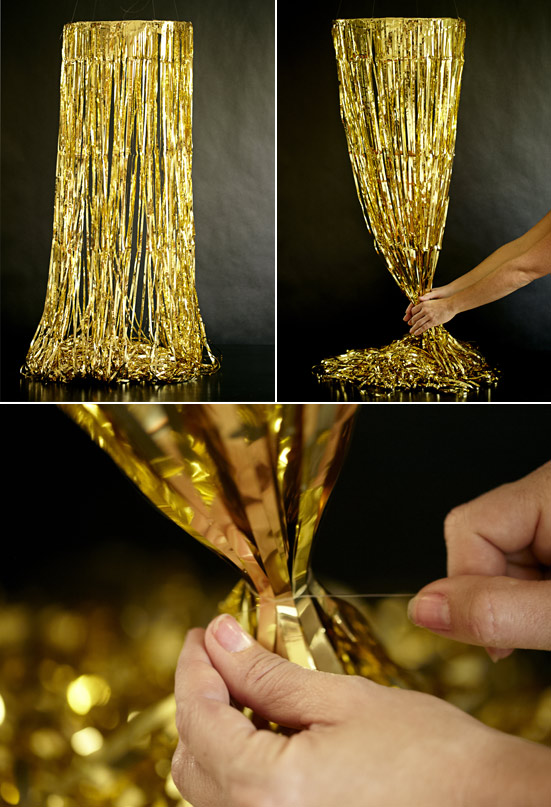 diy gold fringe chandelier 