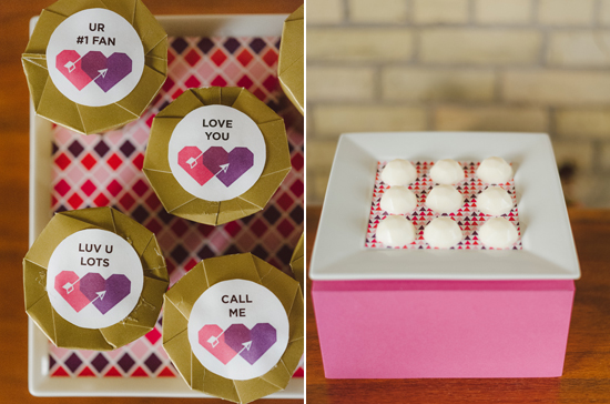 love-themed  gift boxes and white chocolate treats