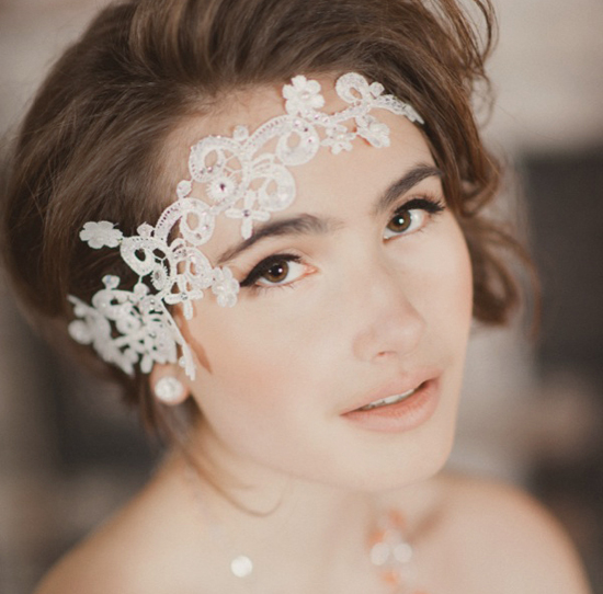 Blair Nadeau Millinery headpiece and clean, natural wedding makeup